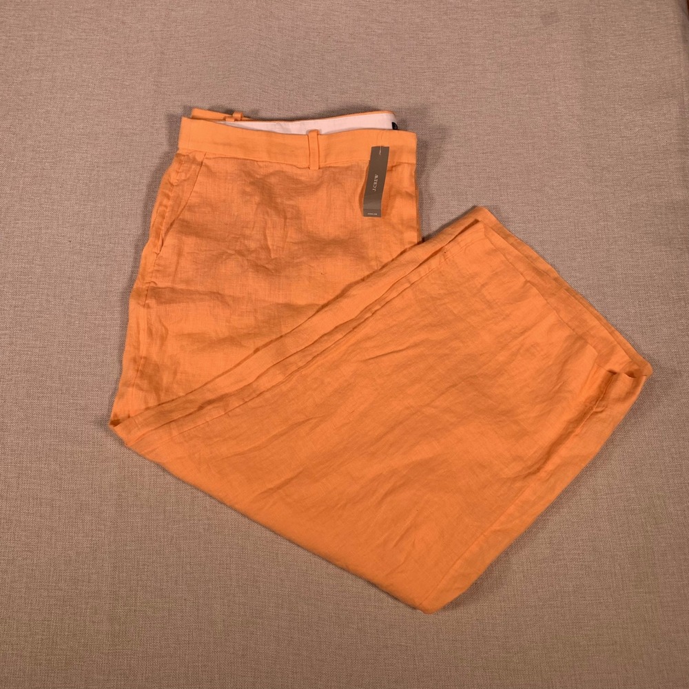 J.Crew Women's Linen Capri Cropped Pants Trousers Orange‎ Size 24 NWT